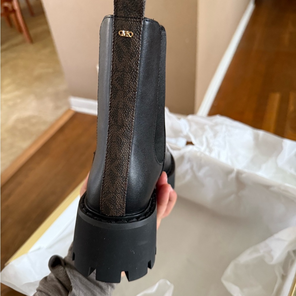 Michael Kors Black Chunky Chelsea Heeled Boots - Picture 2 of 3